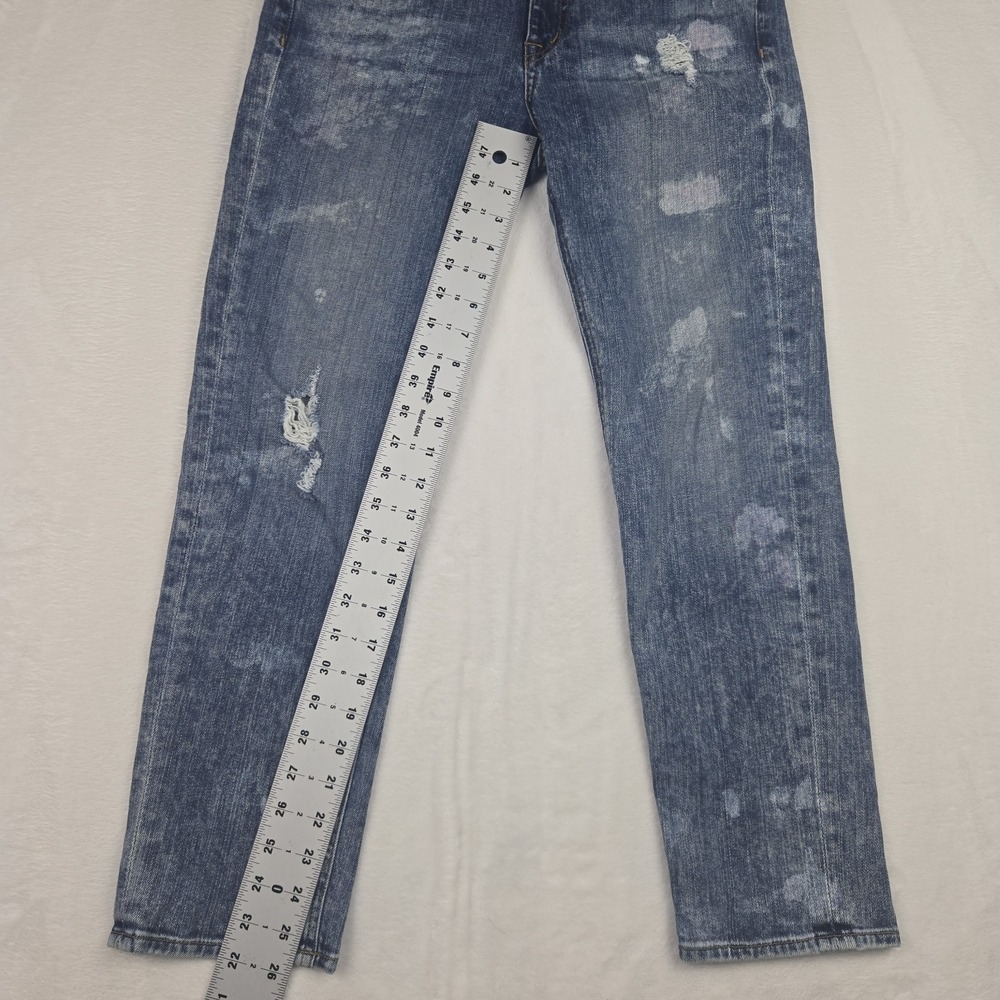 Fidelity Denim Jeans Womens 26 Axl Crop‎ Girlfriend Jean Painterly Distressed - Picture 7 of 11